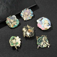 

Genshin Impact Kaedehara Kazuha Keqing Barbatos Ganyu Xiao Morax Zhong Li Cosplay Props Metal Badge Pin Alloy Brooch Accessories