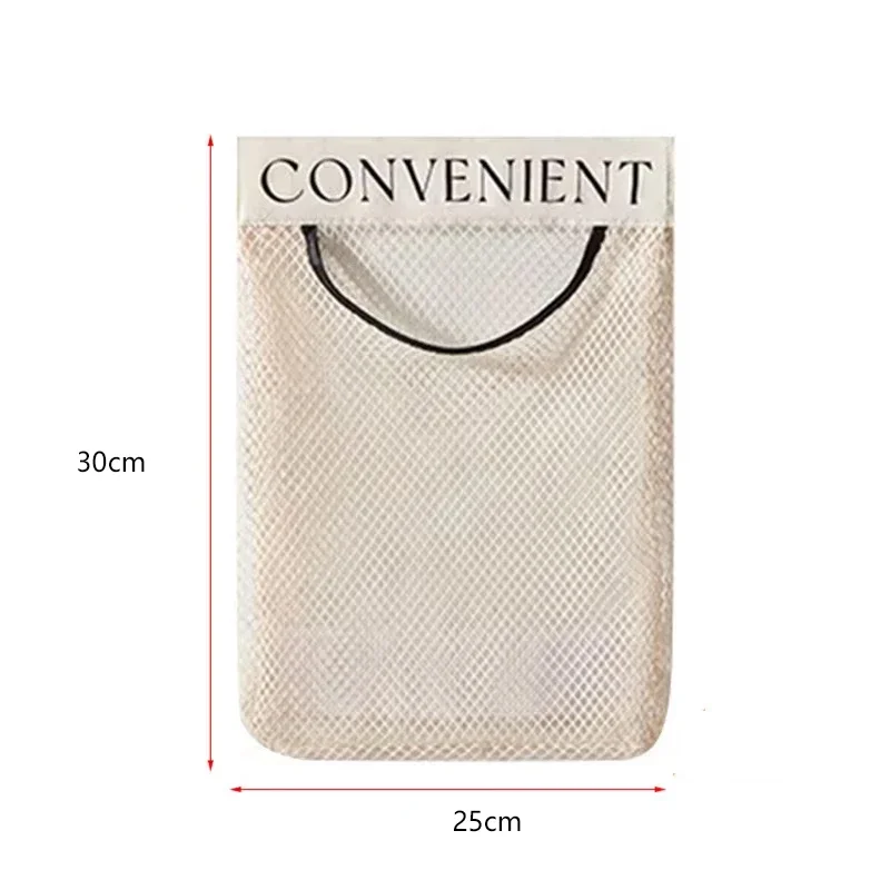 Wall Mount Mesh Storage Bag Garbage Bag Holder Plastic Shopping Bags Dispenser Sundries Net Storage Grocery Organizer