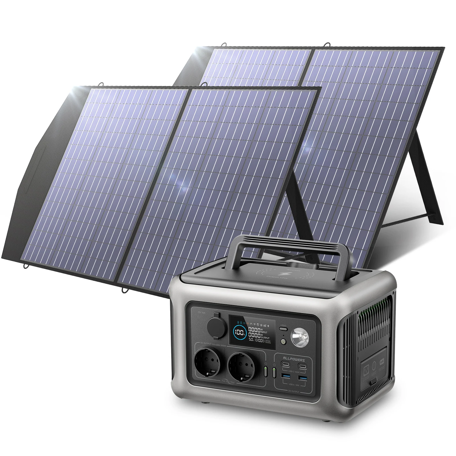 Allpowers Solarpanel 100W 140W 200W Caricabatterie A Energia Solare Con Batteria Lifepo4 299Wh 600W Centrale Elettrica Portatile Per Camper Da Campegg