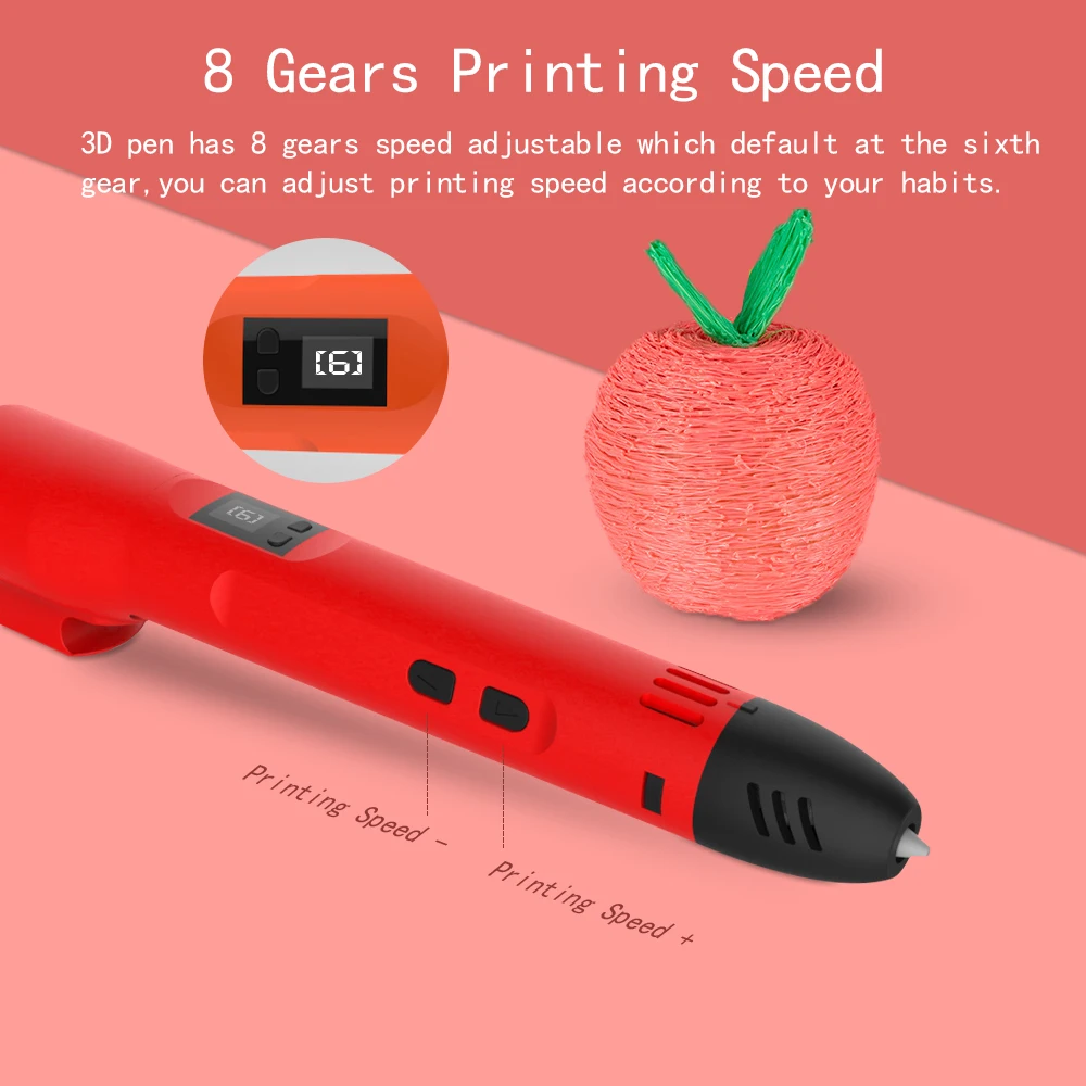 Pen Suporta Abs Pla Quadris Pva 60245 Graus Faixa de Temperatura Tela Lcd Ajustável Controle de Velocidade Qcreate3d - Imagem 6