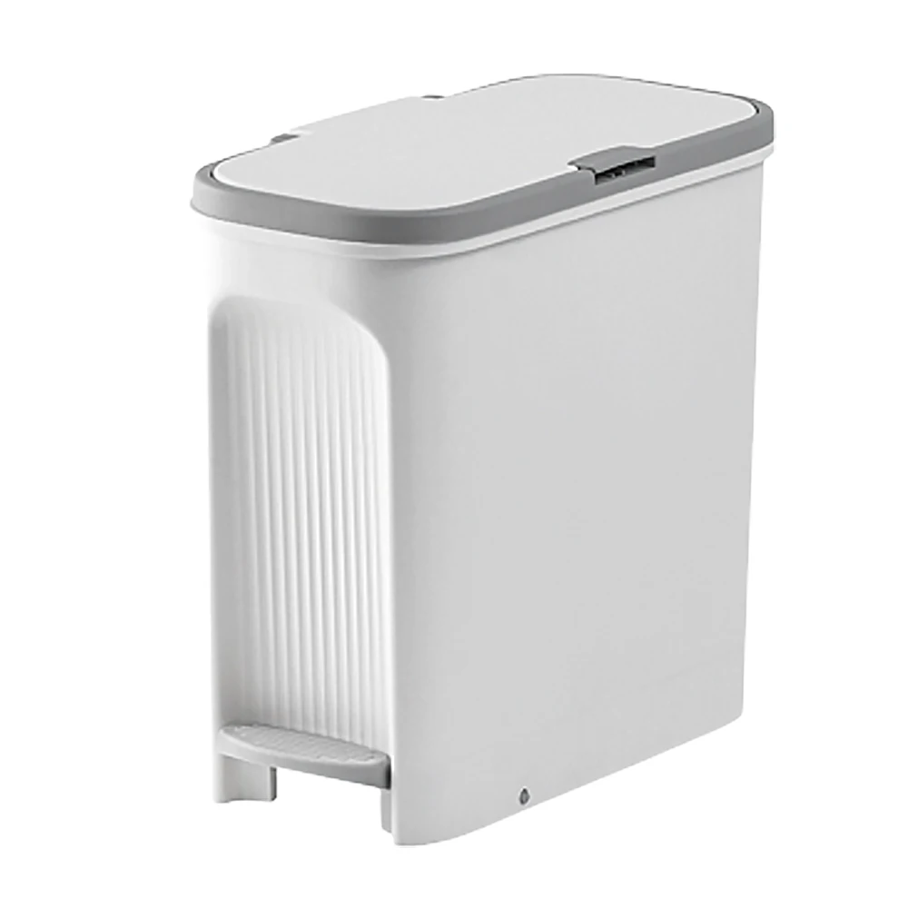 

HPDEAR Kitchen Trash Can Press Type Lid Foot Pedal Bathroom Narrow Spaces Wastebasket Office Business Airtight Garbage Bin