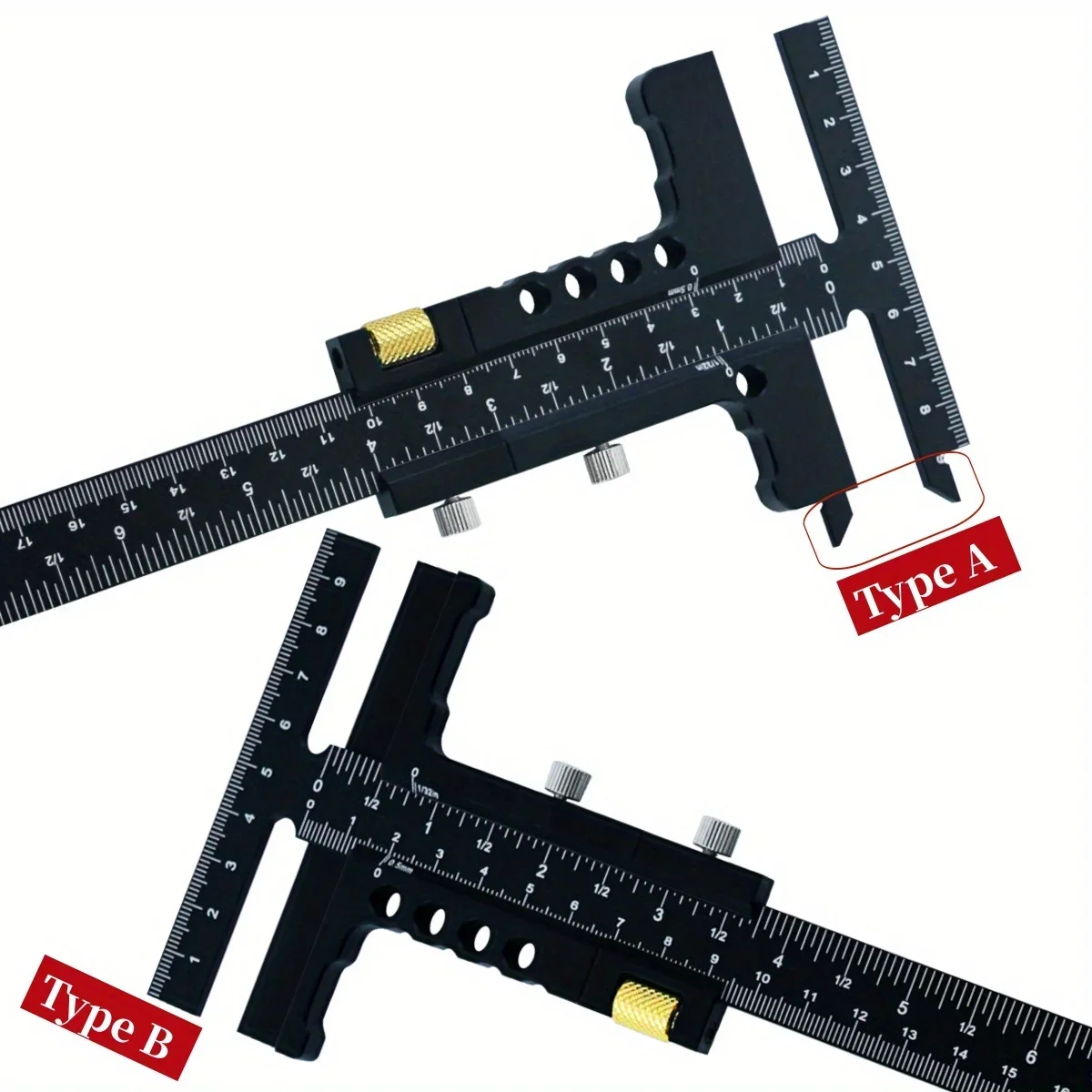 Woodworking Scriber Gauge Measuring Tool T-Square Scribing Marking Framing Ruler Aluminum Alloy Sliding Marking Gauge