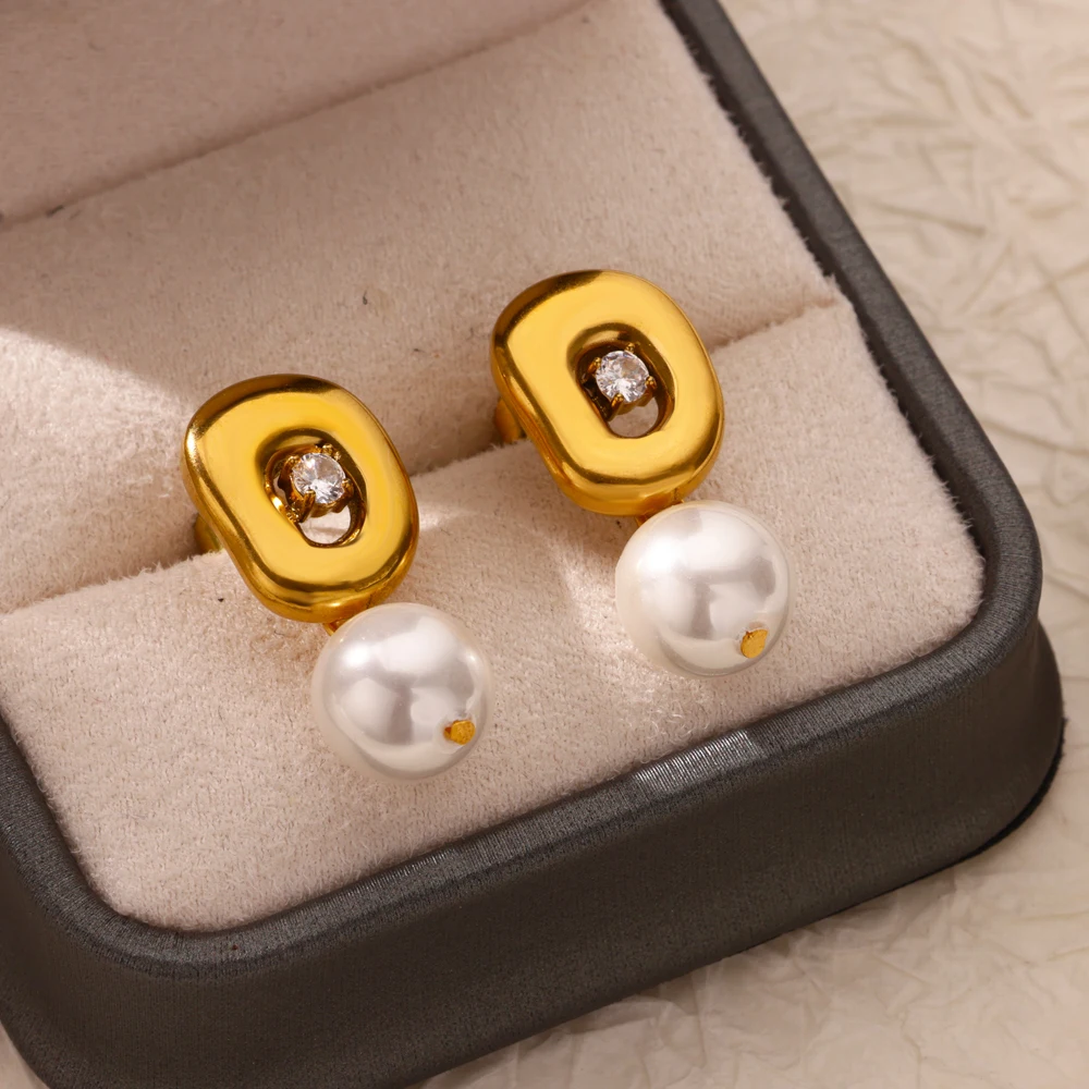Earring Jewelry For Women Gold Color Stainless Steel