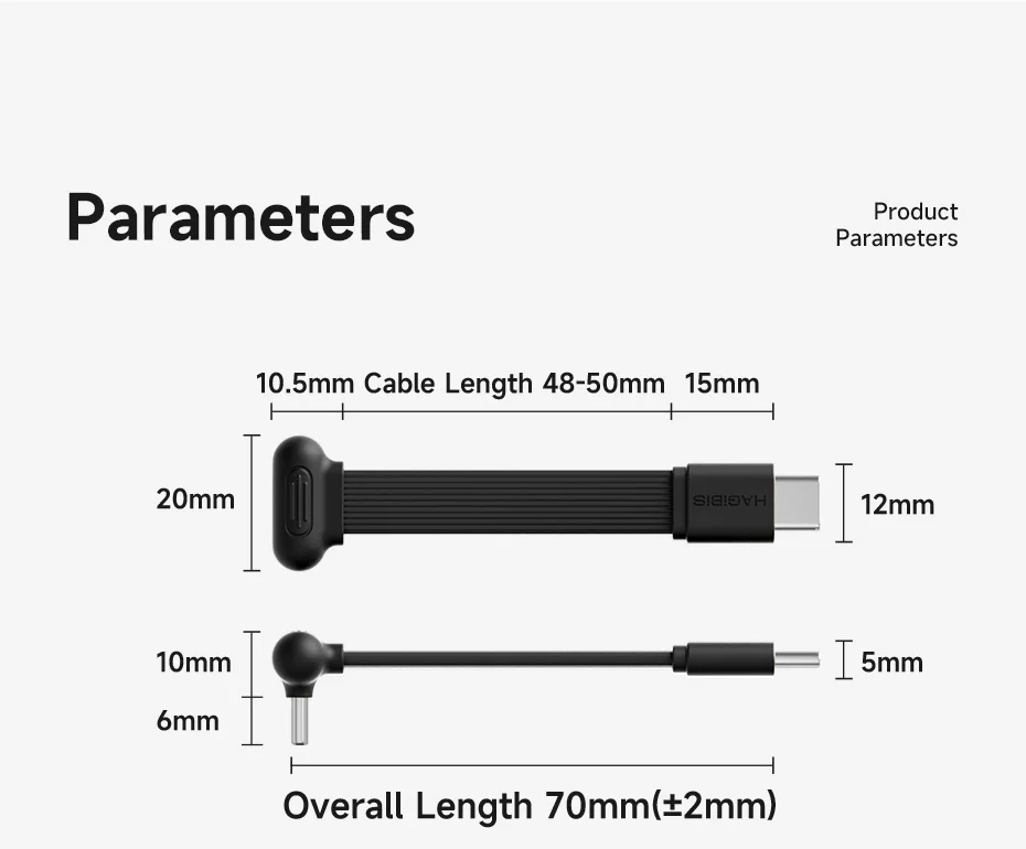 Hagibis USB-C Right-Angle Short Cable 60W