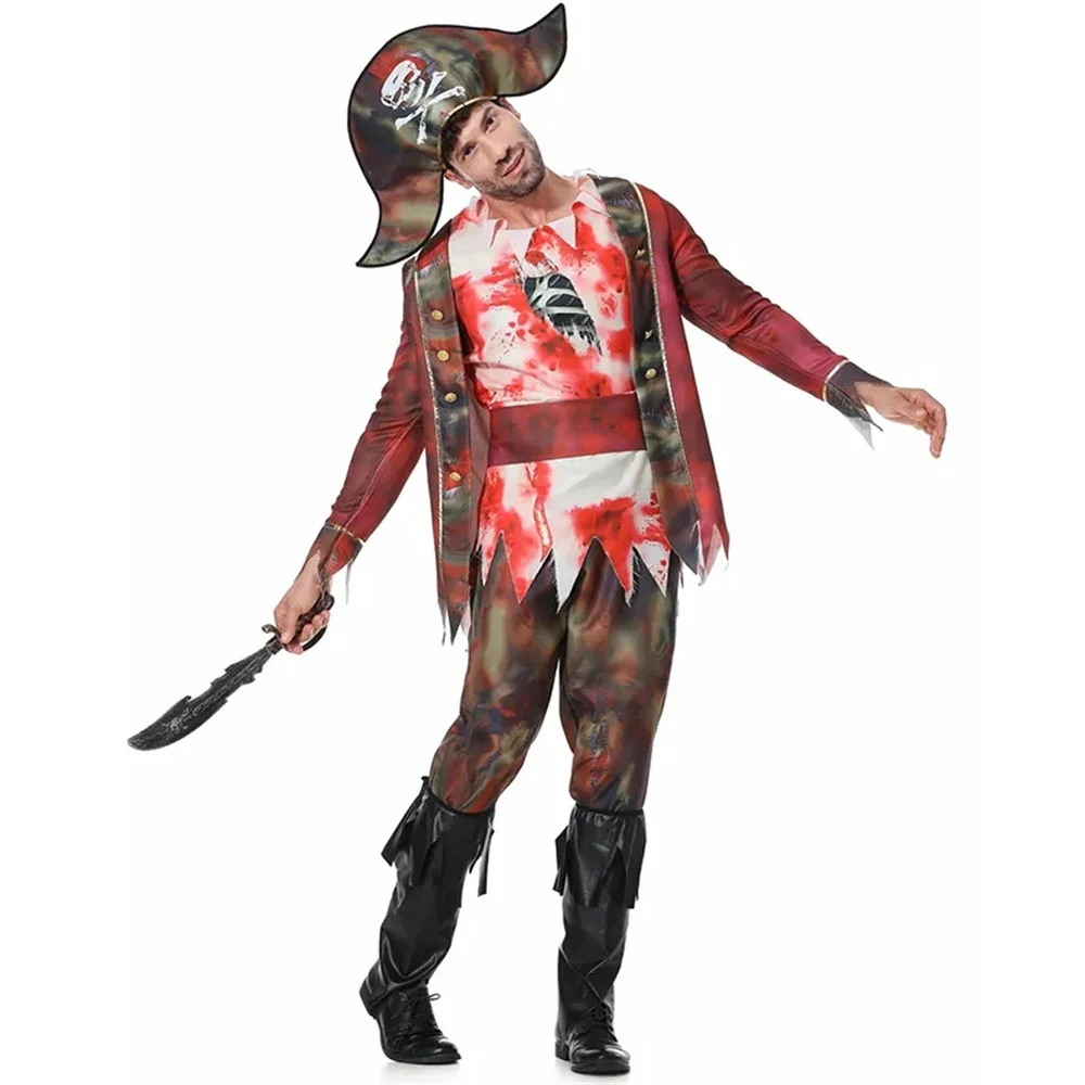 

Ghost Pirate Costume Cosplay Adult Bloodstained Zombie Suit Halloween Costume for Men