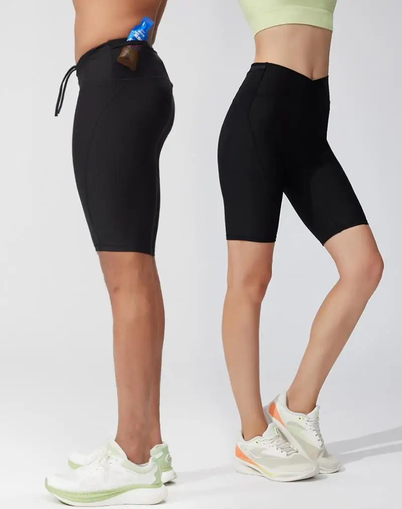 (S-2XL)Mens Quick Dry Compression Running Shorts High Waist Workout Bottoms with Mesh Back Multi-Pockets Fitness Traing Tights