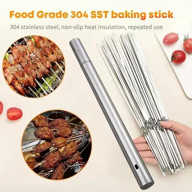 20 Db, Újrafelhasználható Grill Nyárs Az Újrahasznosítható Bbq Barbecue Kabab Botok Kültéri -Ellátáshoz - Image 2