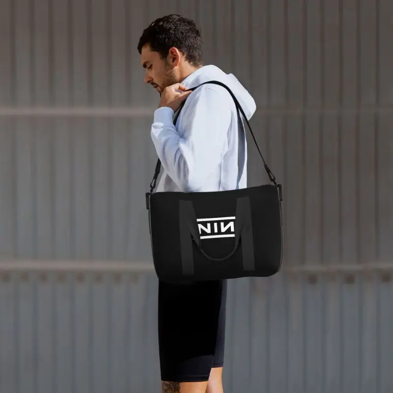 NIN Retro Print Travel Duffel Bag Portable Sports Gym Yoga Bag Weekender Overnight Handbag Carry on Luggage Tote Bags