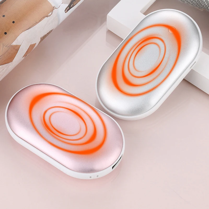 New 1PC Mini Hand Warmer Winter Portable USB Rechargeable Pocket Hand Warmer Mobile Power Double-sided Quick Heating 5000mAh