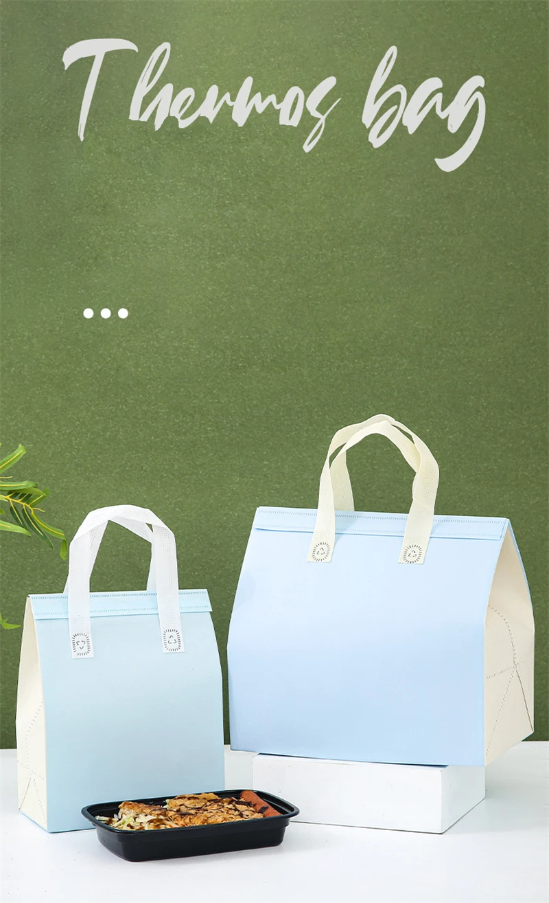 10pcs Non-Woven Insulated Tote Bags Reusable Fabric Pouches for Food, Cake, Drinks, Gro... - SKU NITB1112 - UGI Packaging