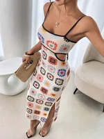 Robe moulante élégante à imprimé floral sans dos pour femme, robe sans manches 5