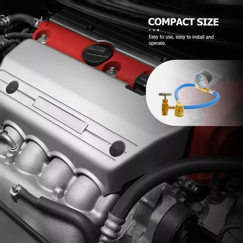 Tubo di ricarica per gas refrigerante per auto da 15,7 "R134A A/C con manometri Tubo di riempimento in gomma per refrigerazione per condizionatore d'aria per auto - Image 4
