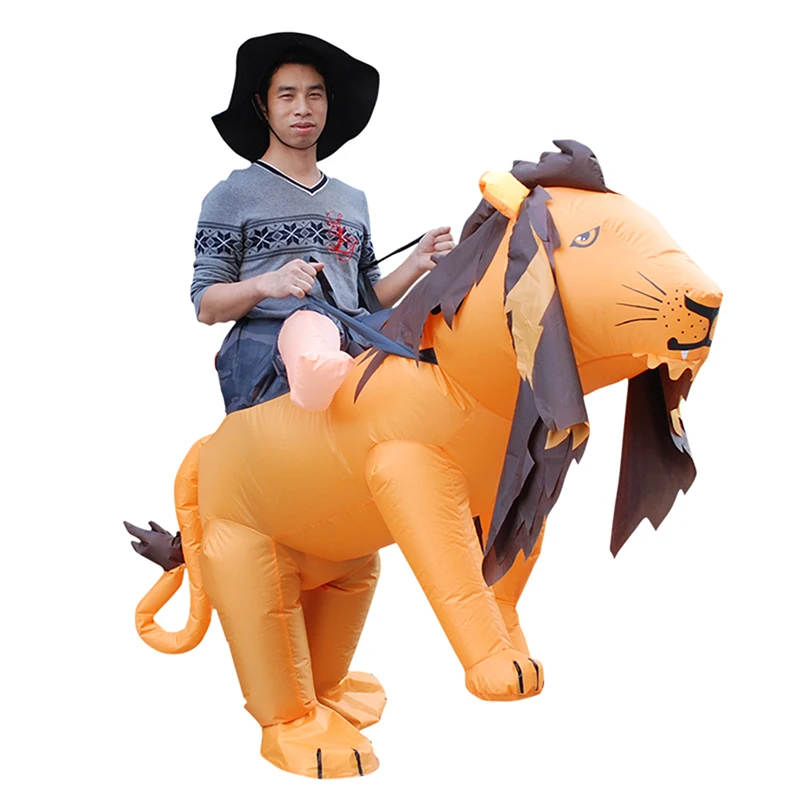 

Adult Animal Brown Lion Tiger Inflatable Costumes Carnival Party Role Play Disfraz Half Body Walking Mascot Dress for Woman Man