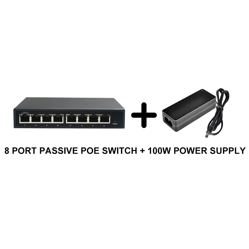 비표준 24V 8포트 기가비트, 비제어 PoE 스위치(전원 없음, 100W, 120W 옵션)