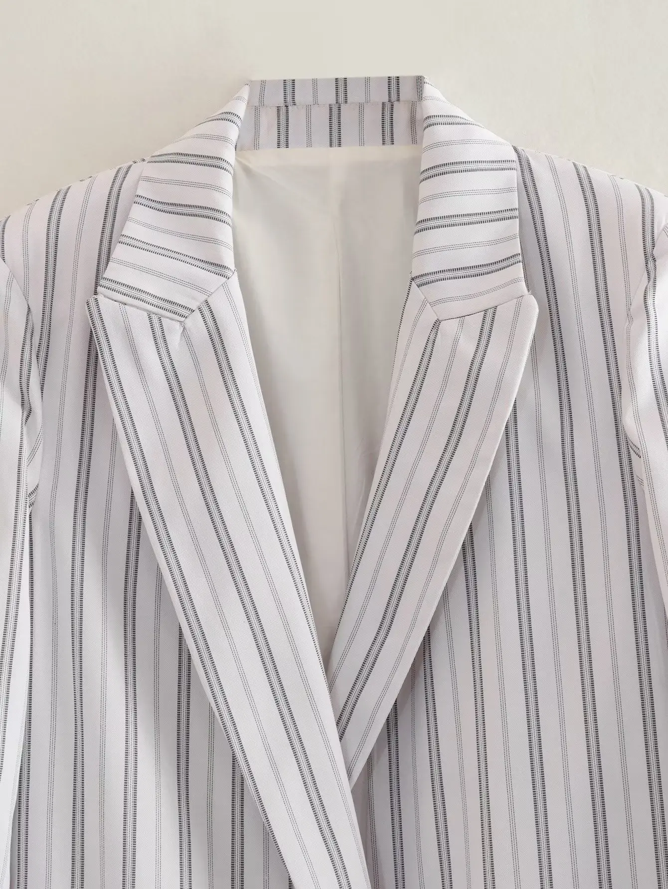 Dave&Di Fashion Office Lady Vintage  Roll Up Sleeve Striped Casual Blazers Women Jacket