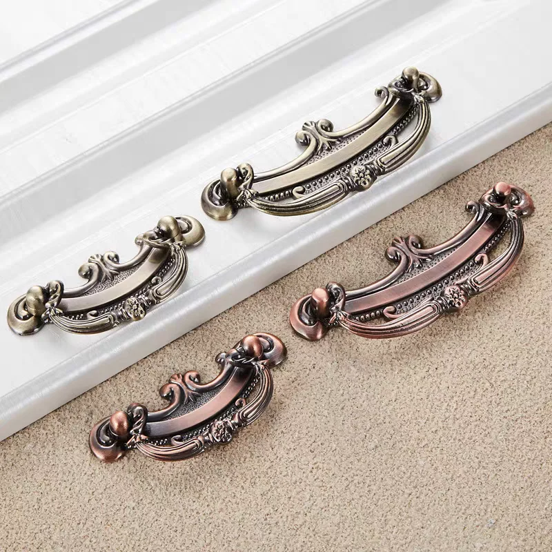 

2.5'' 3.78'' Vintage Furniture Handles Bronze Wardrobe Pulls Retro Wine Cabinet Handle Red Bronze Kitchen Cupboard Door Knobs