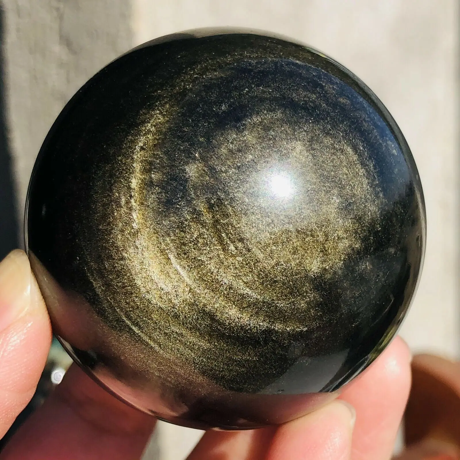 Beautiful Natural Gold Obsidian Crystal Ball Natural Crystal Reiki Healing 2