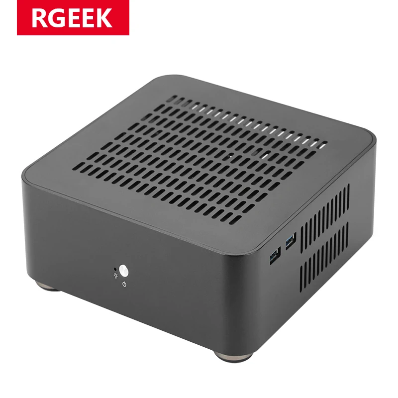 RGeek L80S Mini ITX PC Full Aluminum Chassis PC Case DIY Computer Case Small Desktop Mainframe PSU HTPC Houses with Power Supply