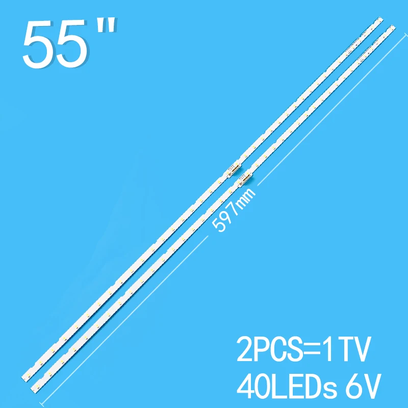 New 2PCS/lot For 55 inch LCD TV A0T-55-NU7100-2X40-3030C BN96-45913A BN96-46033A 55NU7100 55NU7300 UE55NU7100 UE55NU7300 6v led backlight strip for ue55nu7100 ue55nu7300 bn96 46033a 45913a bn61 15485a aot 55 nu7300 nu7100 lm41 00566a 00613a