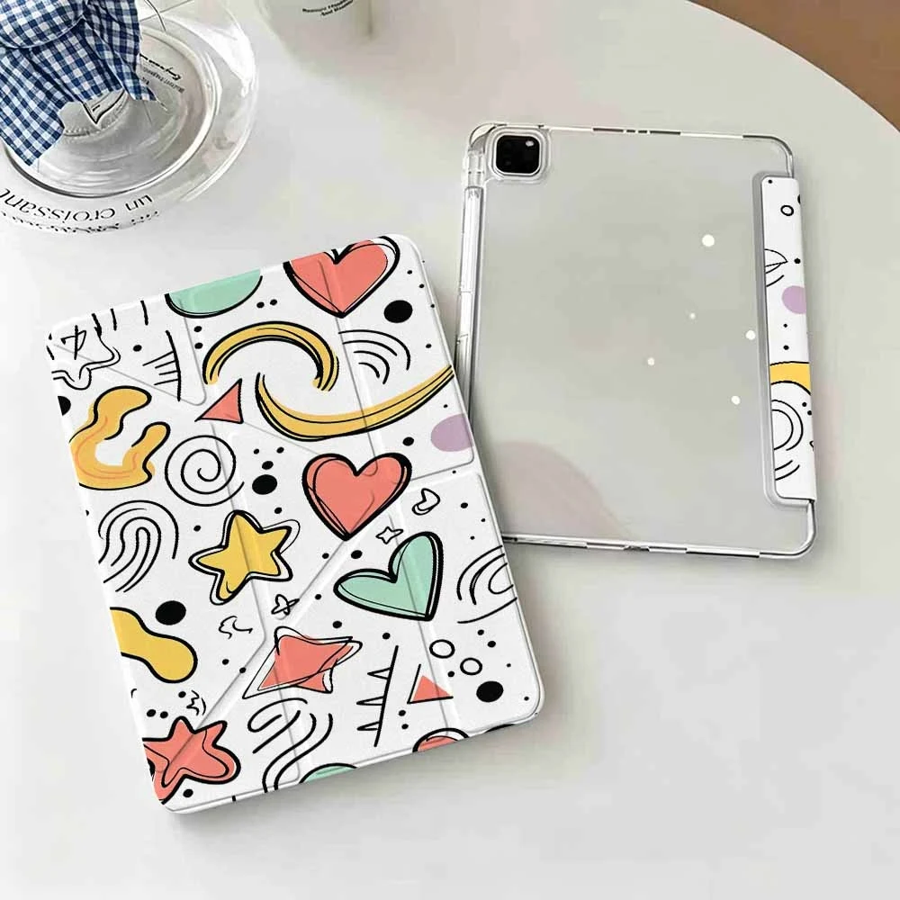 Hot Doodle Hearts and Stars Protective Tablet Case with Pen Slot