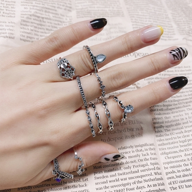 Ring Set for Women Punk Bohemia Jewelry Accessories Wedding Proposal Jewelry for Women Anillos Mujer Modern Gifts