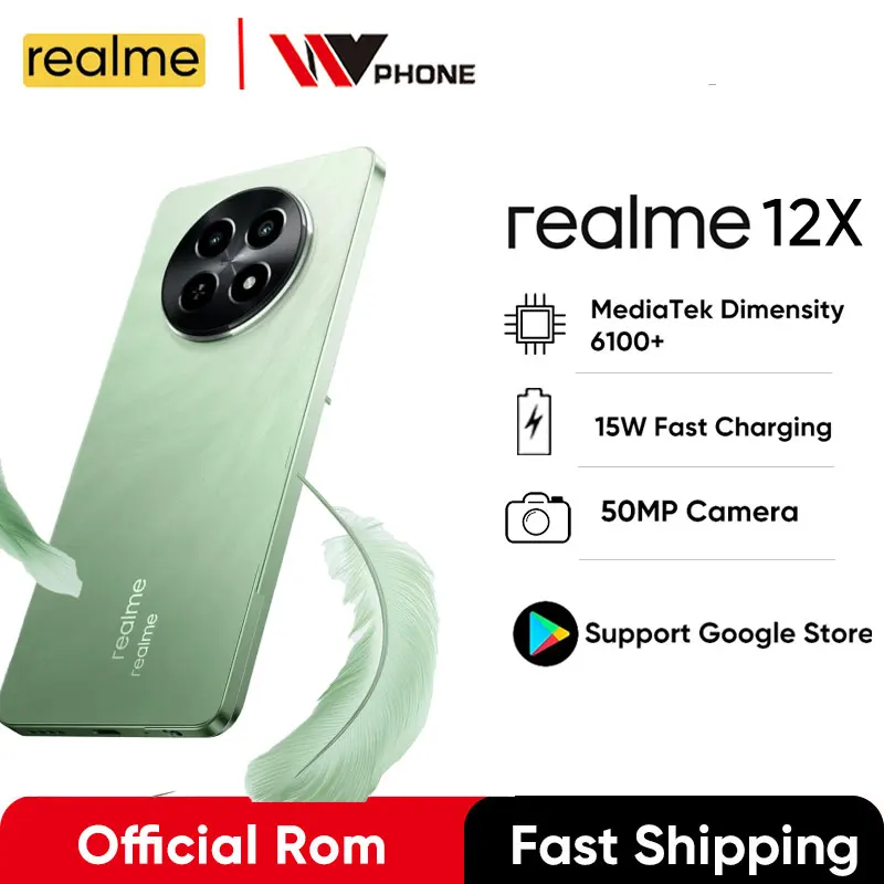 

Original realme 12X 5G Smartphone 6.67"120Hz AMOLED Display 50MP Camera 5000mAh Dimensity 6100+ Moblie Phone