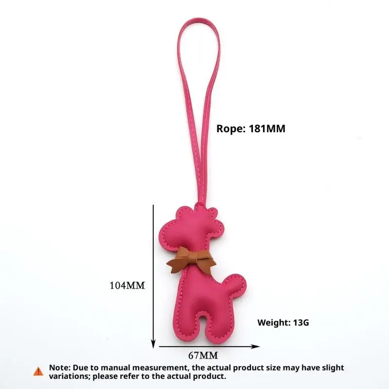 1PC PU Leather Keychain Cute Cartoon Bowknot Giraffe Pendant Keychain For Women Girls Charm Bag Hanging Car Key Holder Accessory