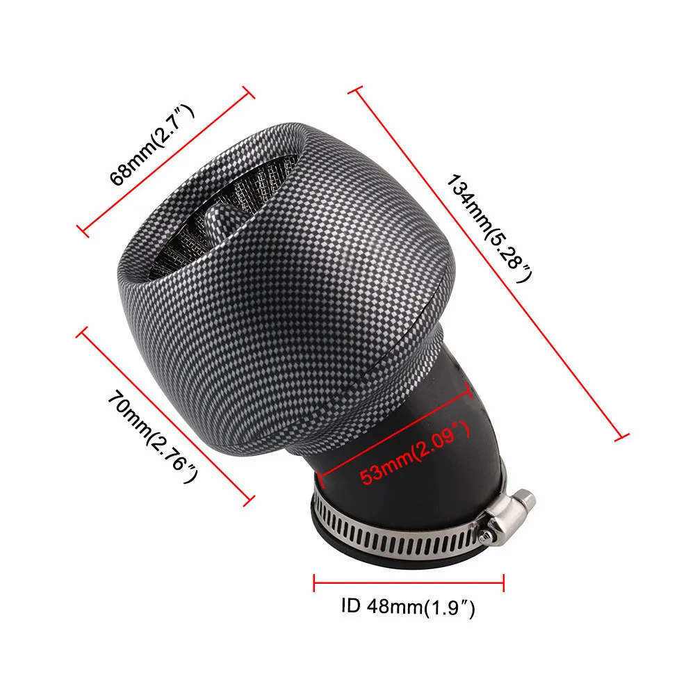 128mm/35mm/45mm/48mm Universal Motorcycle Air Filter Carbon Fiber For 150cc 250cc ATV Quad Moped Scooter Go Kart