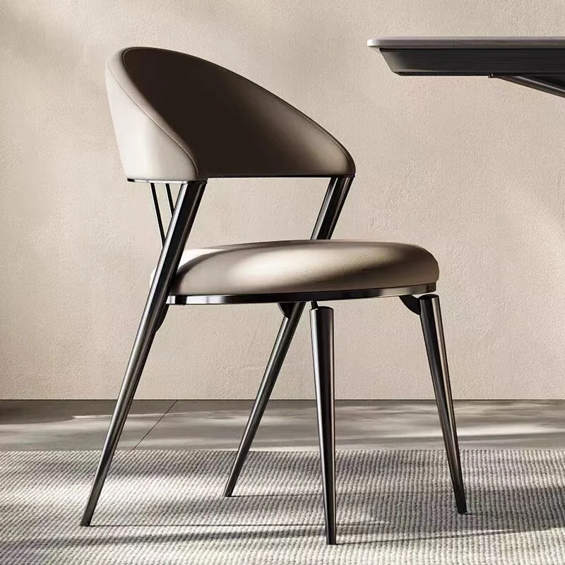 

stainless steel framed leather dining room chair