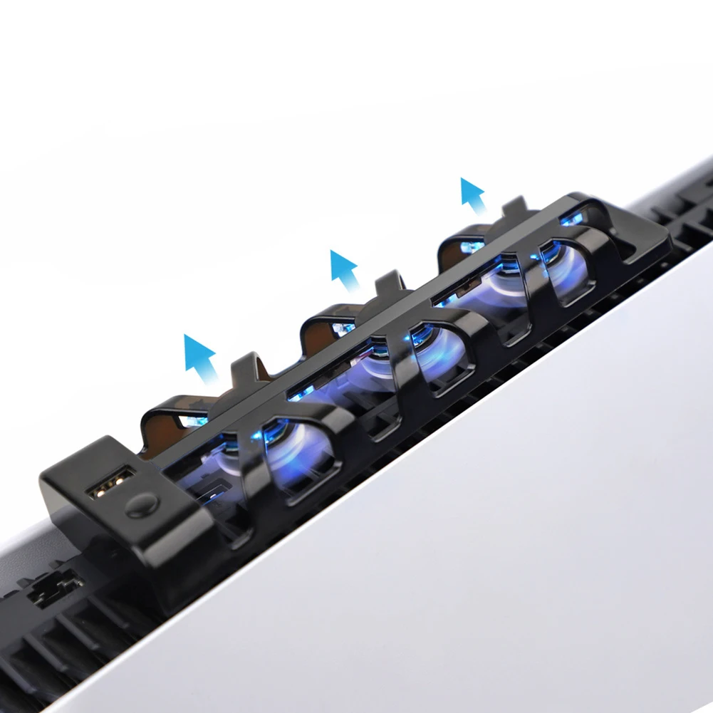 For PS5/PS5 Slim Cooling Fan Game Console Air Cooler Smart Temperature Control 3 Fans Station for Sony Playstation 5 Accessories