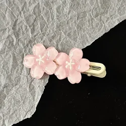 Cherry Blossom Hair Clips - Pink and Blue Kawaii Flower Hairpins (Pink)