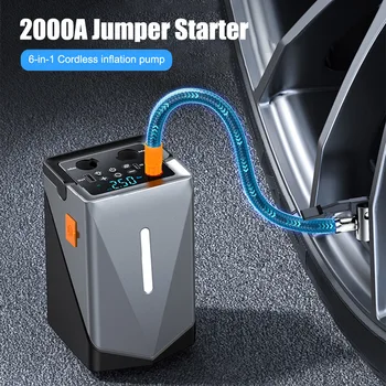 Portable Jump Starter with Air Compressor, 6-in-1 Car Battery Jump Starter with 150PSI Tire Inflator, 2000A Jumper Starter Kit 1