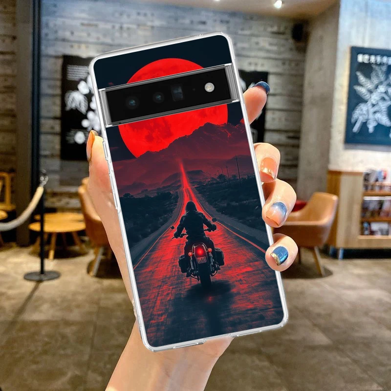 Clear TPU Phone Case with Cool Motorcycle Design