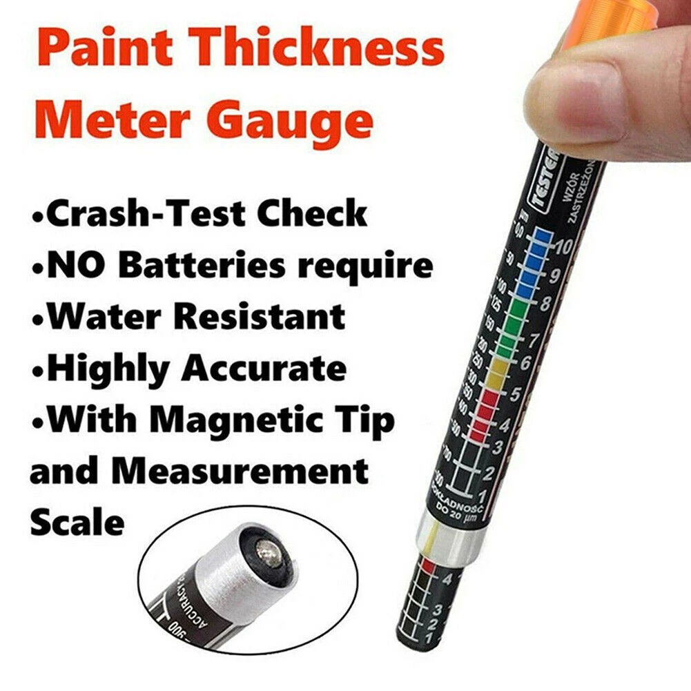 Car Paint Thickness tester Pen with Magnetic Tip Scale Indicator Portable Car Paint Coating Tester Meter Coat Crash Check Test