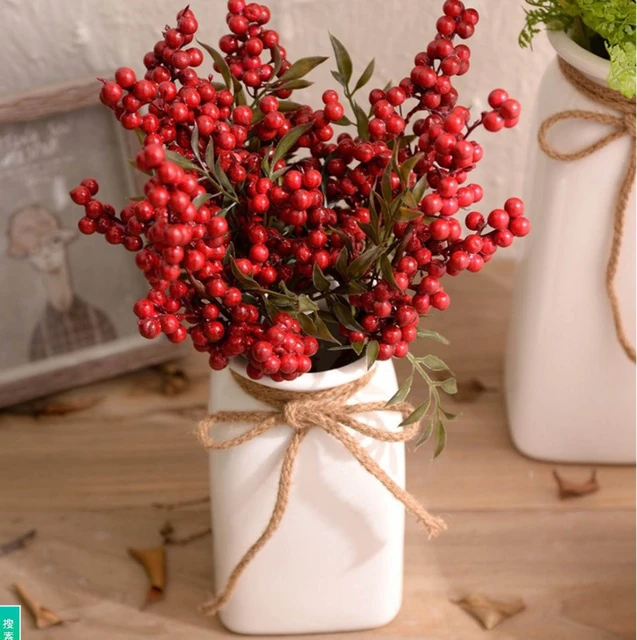 10/1Pcs Christmas Simulation Berry Artificial Red Berries Stems 8 Heads  Fake Flowers for Christmas Tree DIY Wreath Decoration - AliExpress