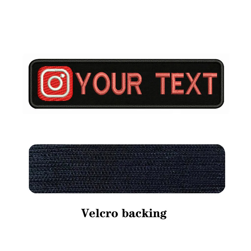Instagram Logo 10X2.5cm Embroidery Custom Name Text Patch Stripes Badge Iron On Or Velcros Patches 
