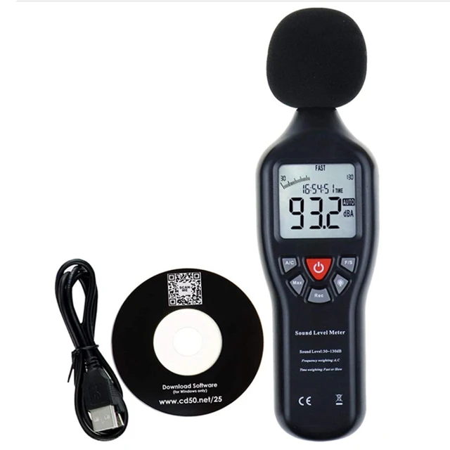 Sensor de ruido medidor de decibelios, medidor de ruido, grabadora de  ruido, medición negra, grabación USB de 30-130DB - AliExpress