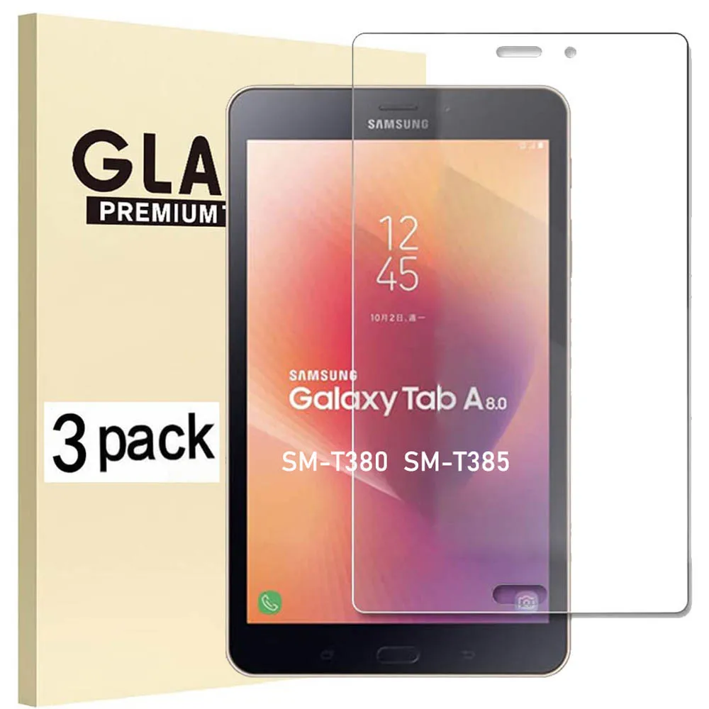 

(3 Pack) Tempered Glass For Samsung Galaxy Tab A 8.0 2017 SM-T380 SM-T385 Anti-Scratch Screen Protector Tablet Film