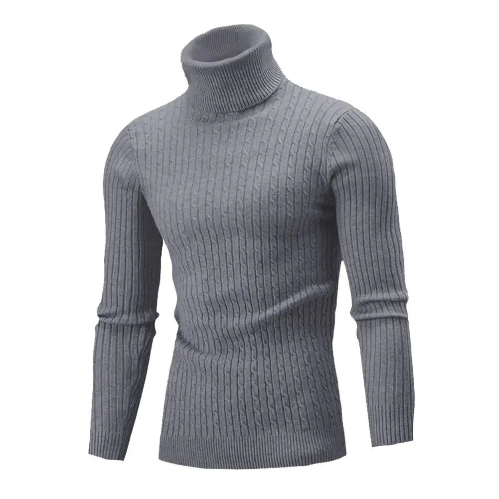 

New Men's High Neck Sweater Solid Color Pullover Knitted Warm Casual Turtleneck Sweatwear Woolen Mens Winter Outdoor Tops