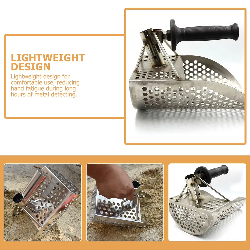 전문가용 스테인리스 스틸 모래삽 금속 탐지용 넓은 헤드 체분 삽 큰 구멍 해변 고고학용