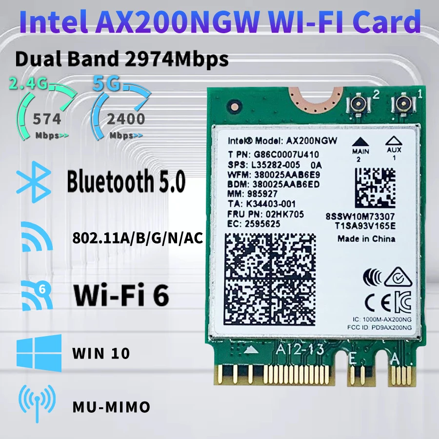 usb wireless adapter Tri Band 5374Mbps Wifi 6E Intel AX210 M.2 Wifi Wireless Card Bluetooth 5.2 802.11ac/ax 9260NGW 9560ngw 3168NGW AX201NGW AX200NGW wifi card for desktop Network Cards