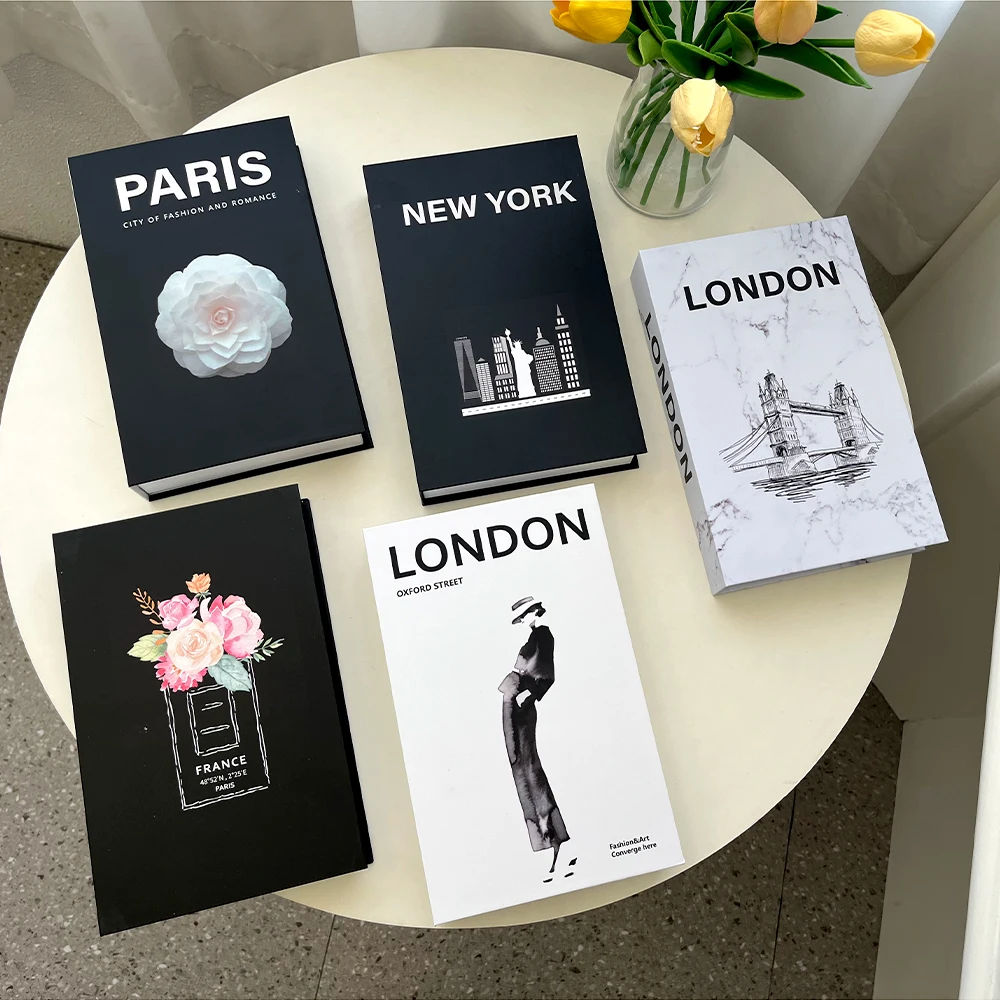 Фото Роскошный кофейный столик, коробка для хранения книг, современные поддельные книги для украшения, домашний декор, украшения для гостиной, кабинета, мягкая коробка для книг №3