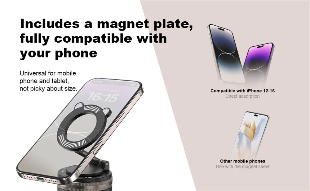 Car Phone Magnetic Stand Vacuum Suction Cup Rotate 360° Magnetic Adsorption Brac