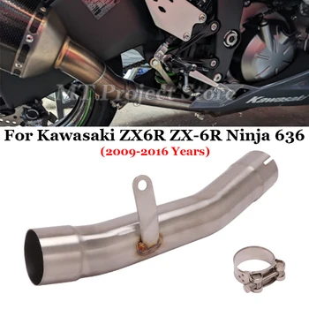 Motorcycle Exhaust Muffler Modified Stainless Steel Middle Link Pipe Slip On For Kawasaki ZX6R ZX-6R Ninja 636 2009 - 2019 Years