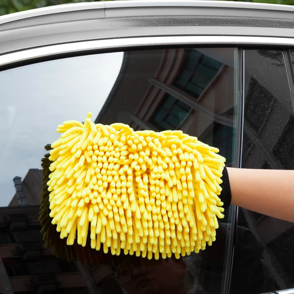 New Waterproof Car Wash Microfiber Chenille Gloves Thick Car Cleaning Mitt Wax Detailing Brush Auto Care Double-faced Glove