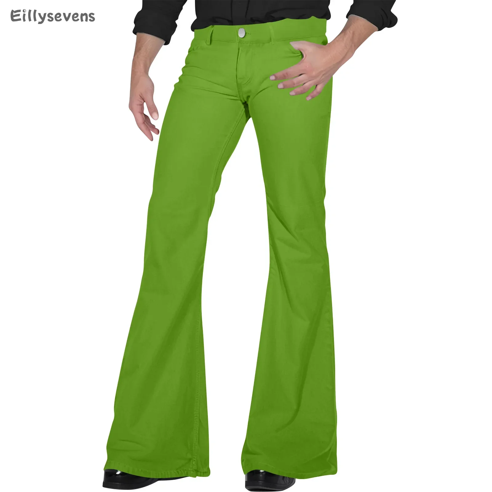 Men's Retro Disco Flared Pants Loose Stretch Vintage Trousers Fit Flared Comfortable Stretch Twill Men's Trousers pantalones