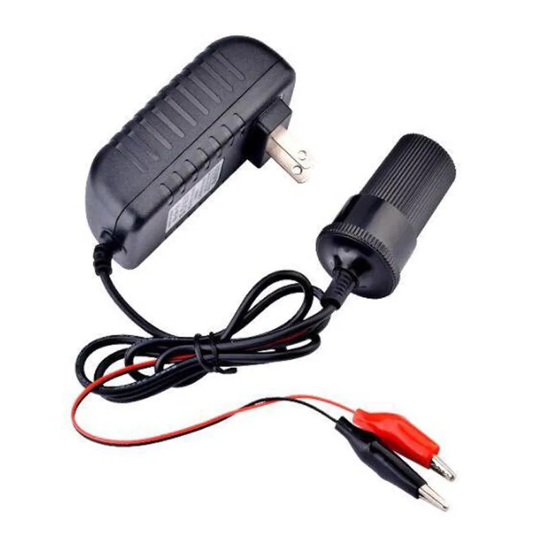 

Universal 220V Mains Plug to 12V Socket Adapter Converter Car Cigarette Lighter AC/DC Socket Converter with Crocodile Clip Cable