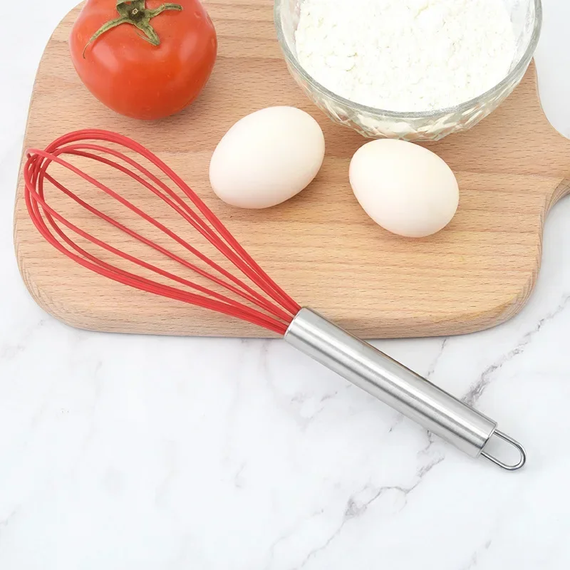 Kitchen Silicone Whisk Non-Slip Egg Beater Milk Frother Kitchen Utensil 26x6cm Silicone Egg Beater Tool Easy To Clean Milk Frother Egg Beater