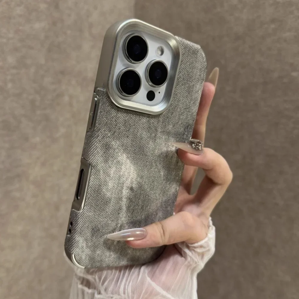 Cowboy Fabric Retro Vintage Phone Case - Soft Bumper Armor Jeans Cover