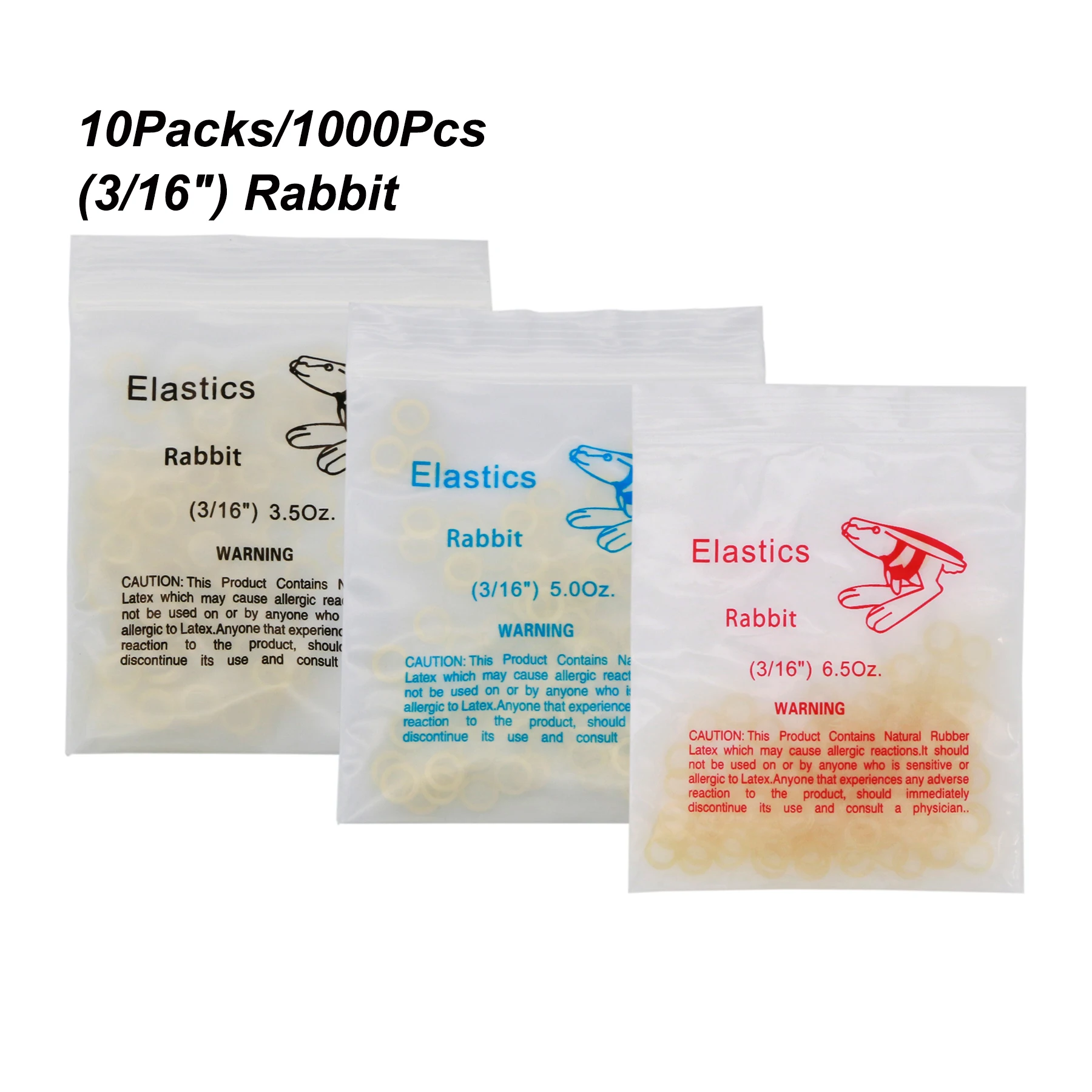 

10Bags/1000Pcs Dental Orthodontic Elastics Latex Rubber Bands Use For Brackets Braces 3/16'' Rabbit 3.5OZ 5.0OZ 6.5OZ